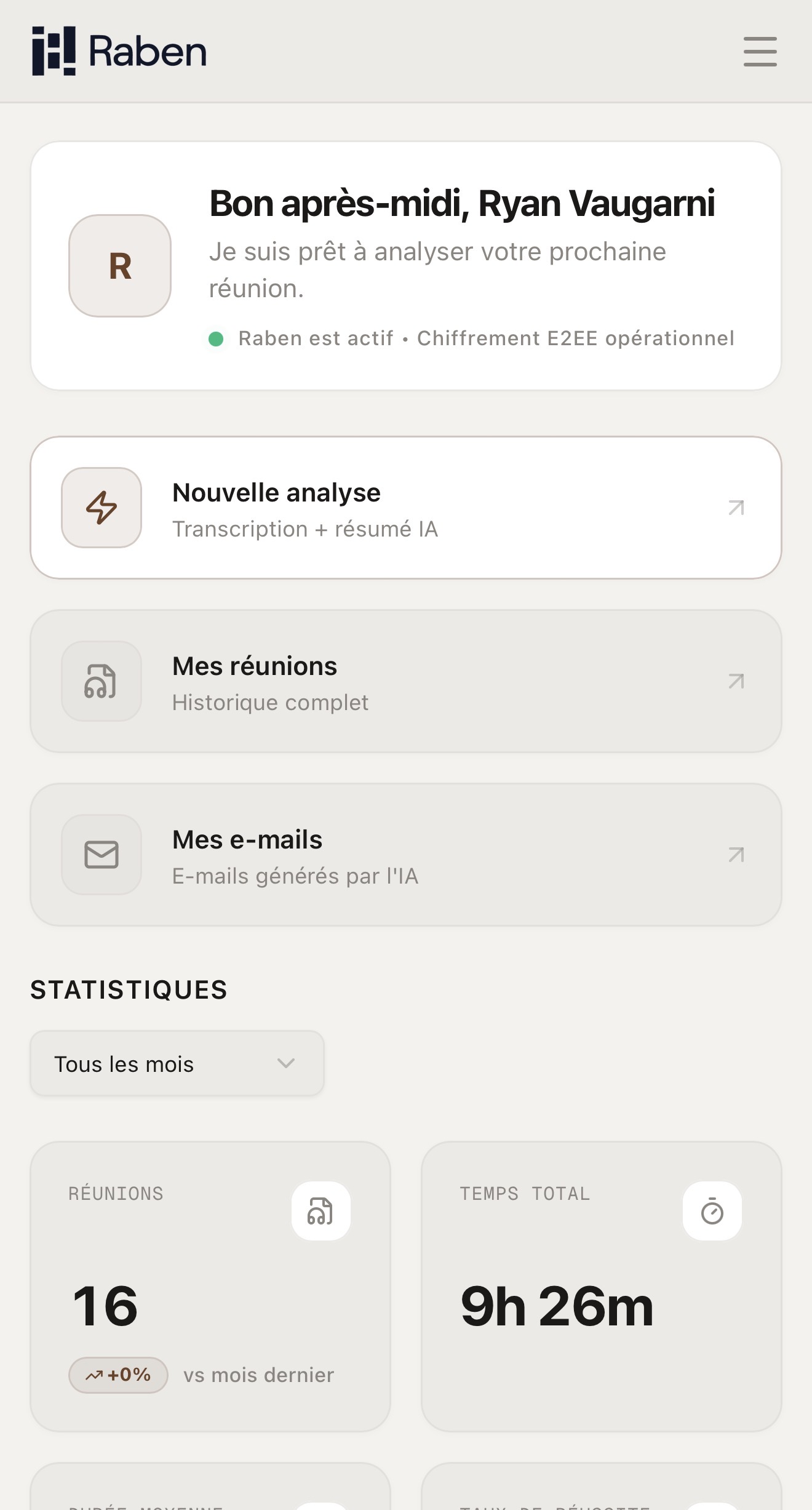 Raben.ai sur mobile